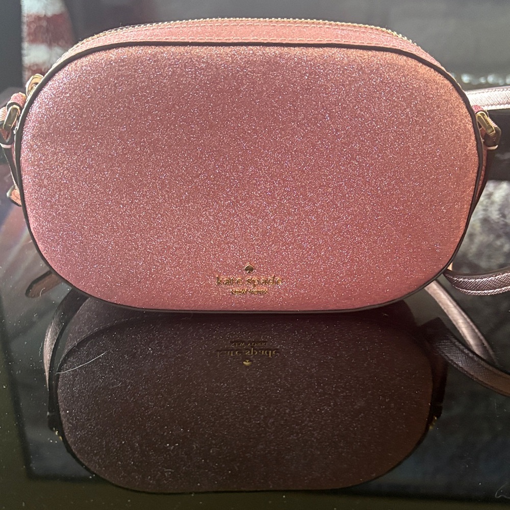 kate spade pink glitter oval crossbody bag